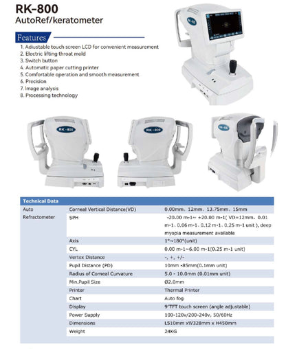 RK-800 Autoref/Keratometer
